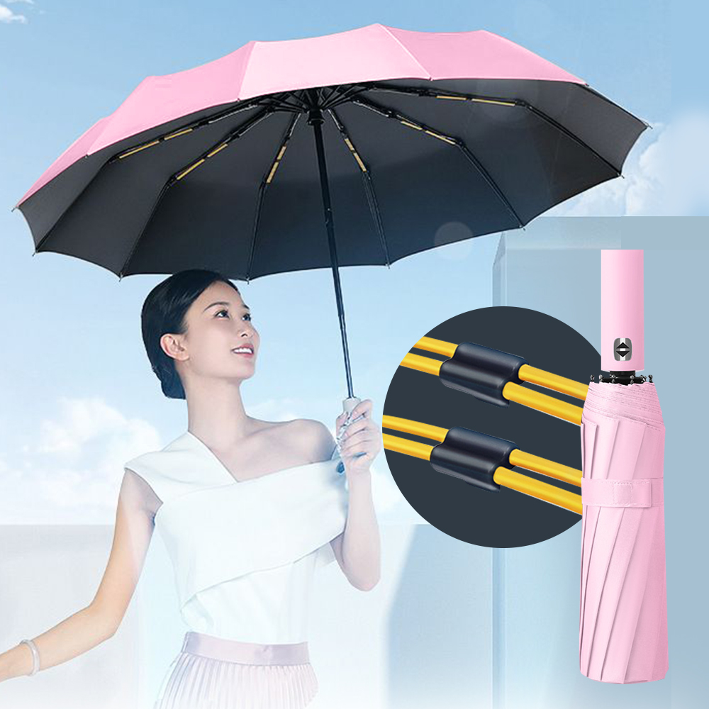 튼튼한 3단 자동 우산 카본살대 미니 사이즈 양산 경량 우양산 핑크 - 상품 이미지