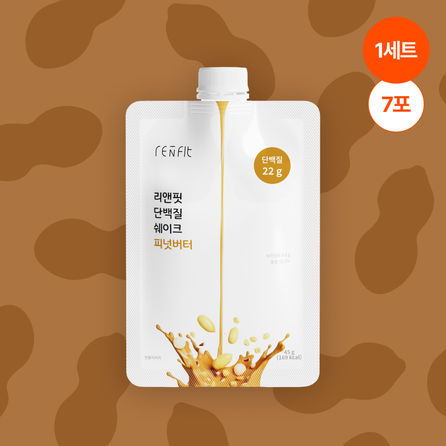 리앤핏 단백질 쉐이크 파우치 6종 피넛버터, 45g, 7개 - 상품 이미지