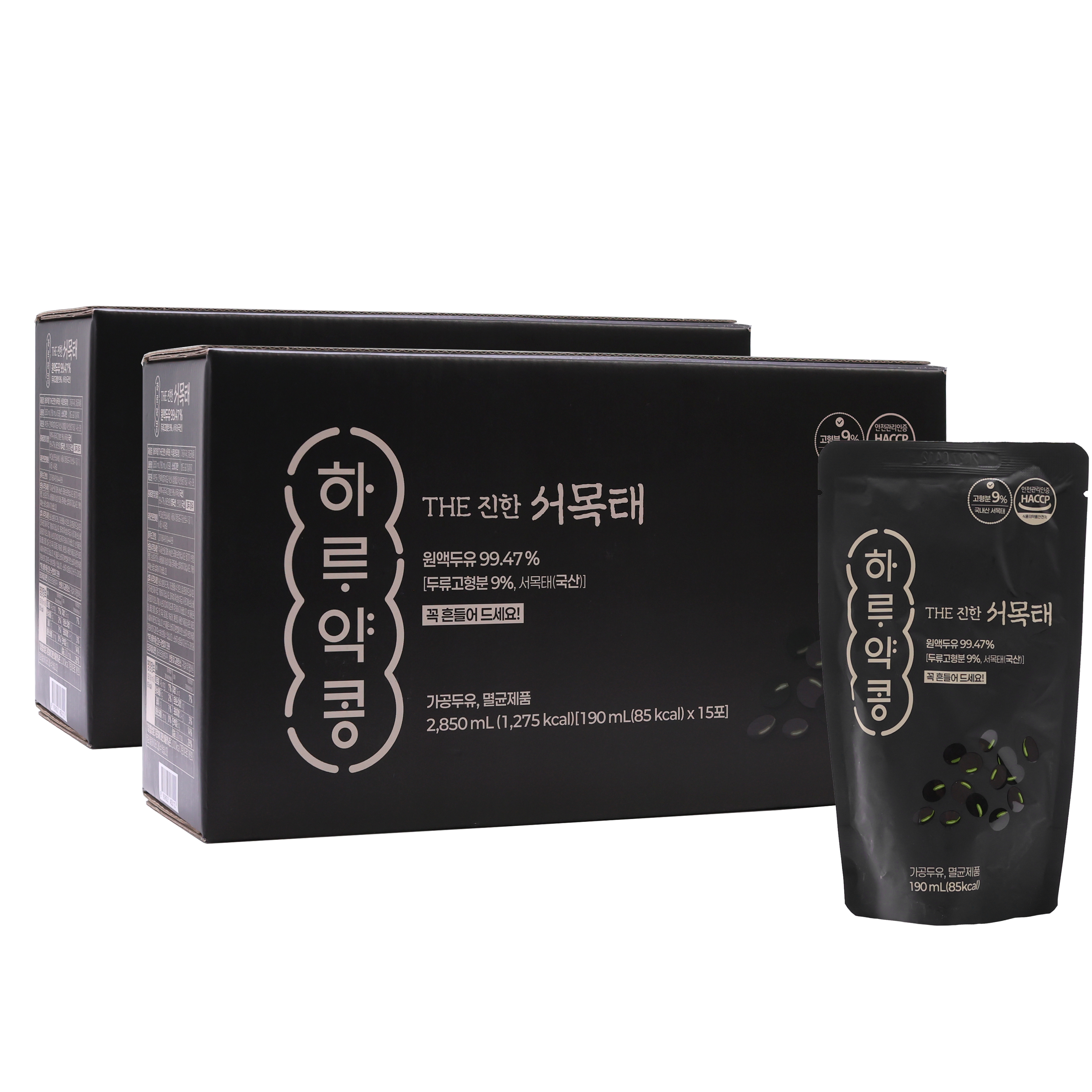하루약콩 THE진한 서목태두유 / 국산콩두유 약콩 쥐눈이콩 30팩(15팩 파우치 x 2박스), 190ml, 30개 - 상품 이미지