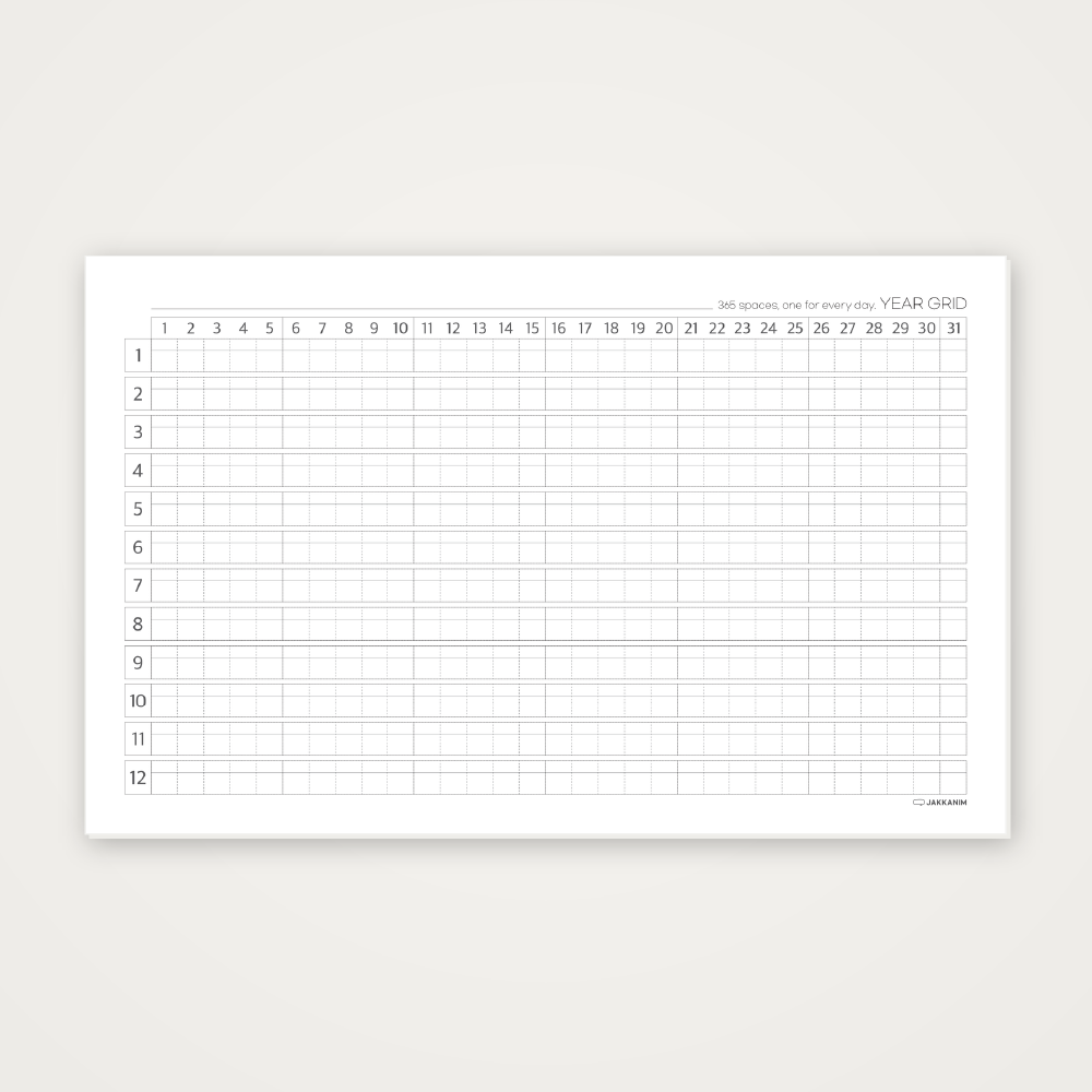 1년 한장 만년 플래너 YEAR GRID 습관 데일리 트래커 루틴 연력 화이트, 5개 - 상세 이미지 2