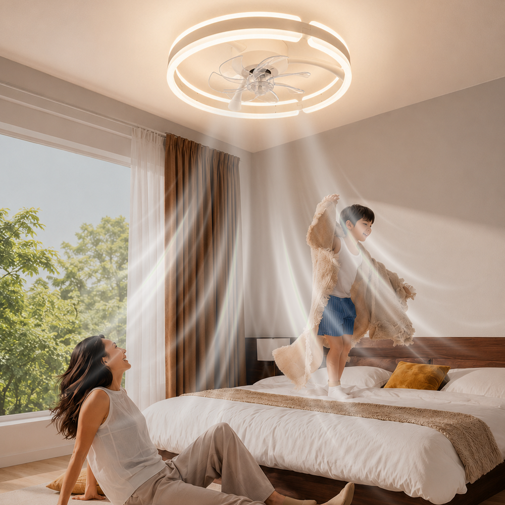 천장형 LED 조명 실링팬 선풍기 BLDC 저소음 리모컨 방등 서큘레이터 50cm, LC-JG-O1002 화이트 - 상세 이미지 4