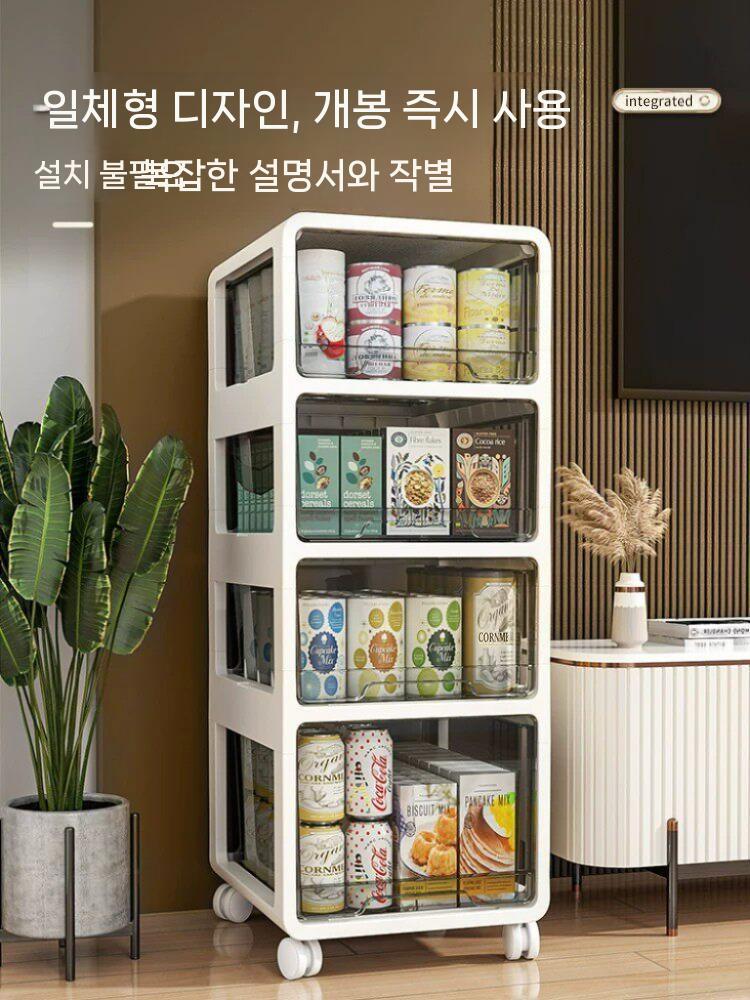 서랍트롤리 수납함 선반 투명 이동식 일체 바퀴달린 정리 3단 - 상세 이미지 3