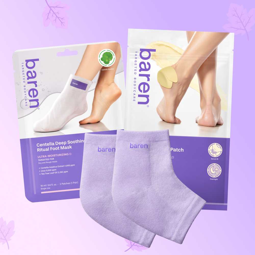 바렌 뒷꿈치 보습 체험 SET (힐패치 2매입+풋 팩 2매입+보들 꿈치양말 1쌍) - 상품 이미지