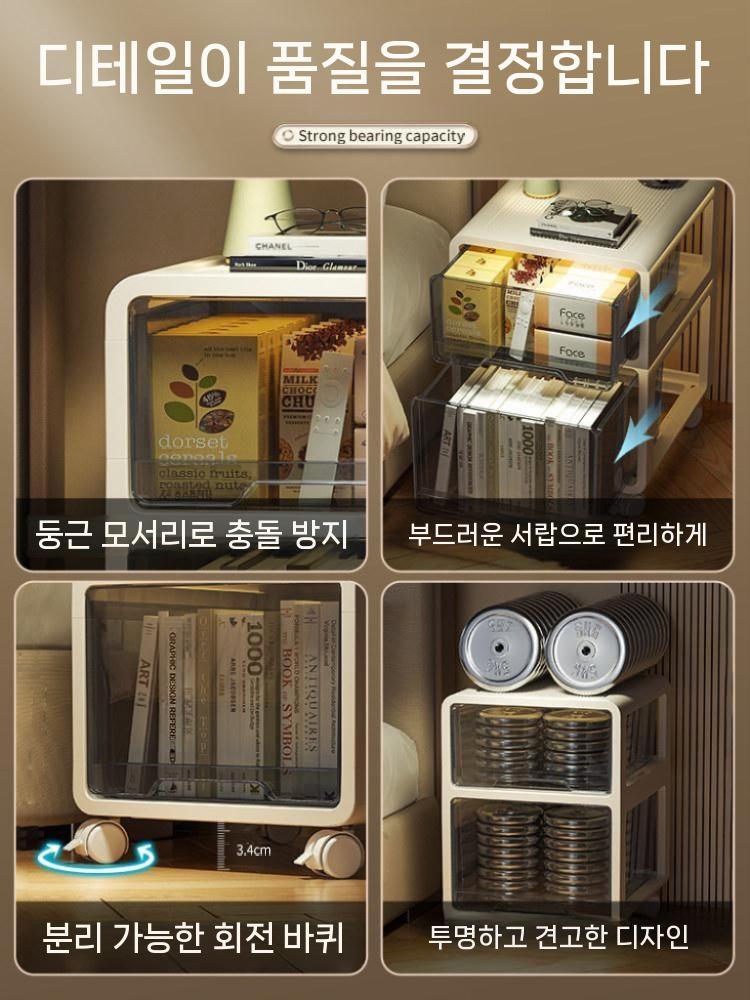 서랍트롤리 수납함 선반 투명 이동식 일체 바퀴달린 정리 3단 이미지 6