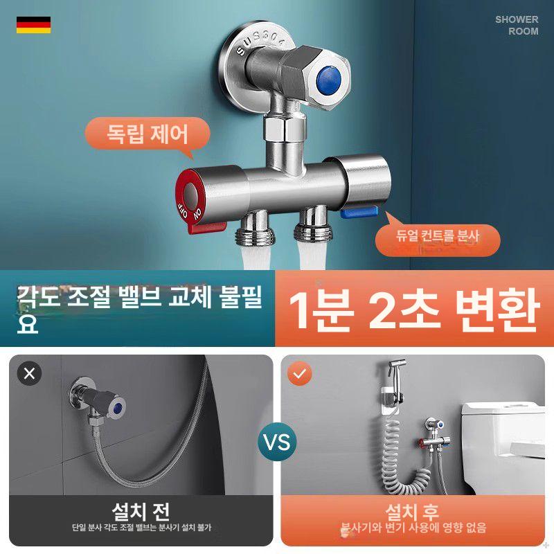 고압 세척기 욕실 화장실 세정 분사기 노즐 헤드 1입2출 변기 청소 스프레이건 304+2 m + 브래킷 - 상세 이미지 4