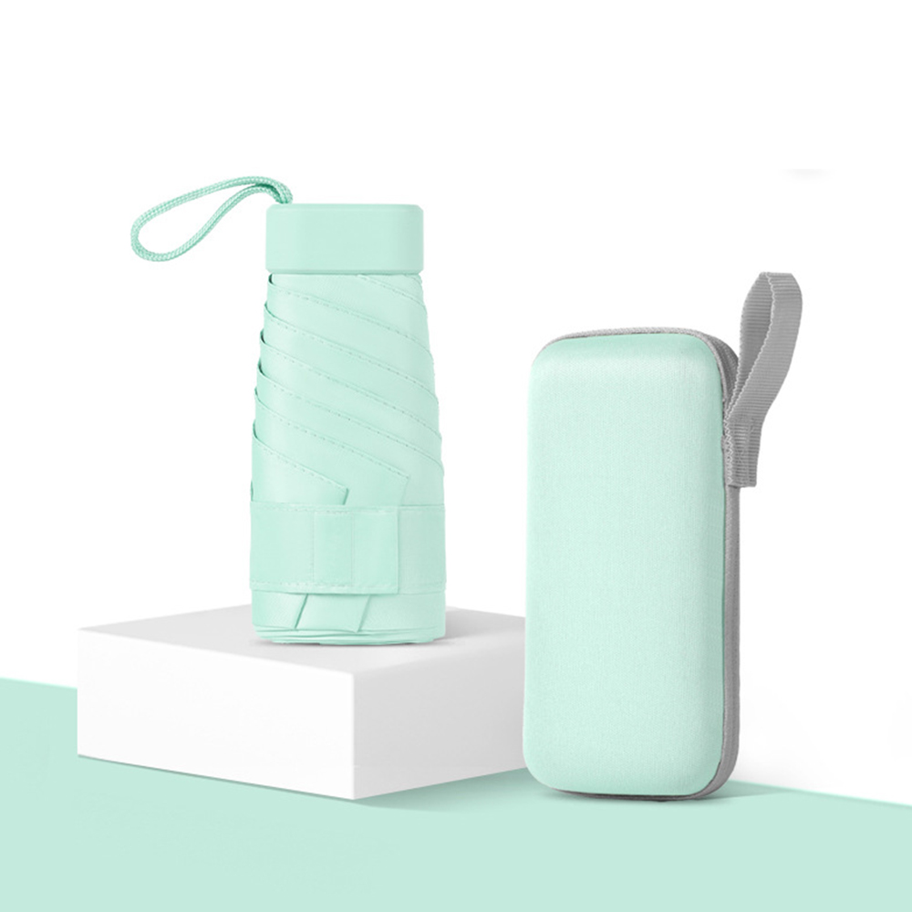 초경량 암막 우양산 미니 양산 자외선차단 휴대용 접이식 우산 민트(케이스 O) - 상품 이미지