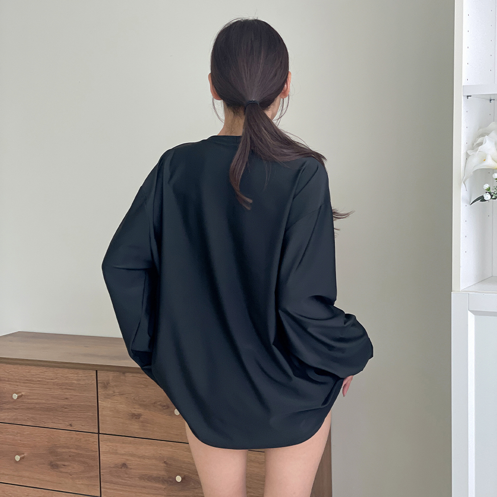 오르웨인 남자 여성 래쉬가드 상의 루즈핏 긴팔 빅사이즈 커플 수영복 오션크루 이미지 8