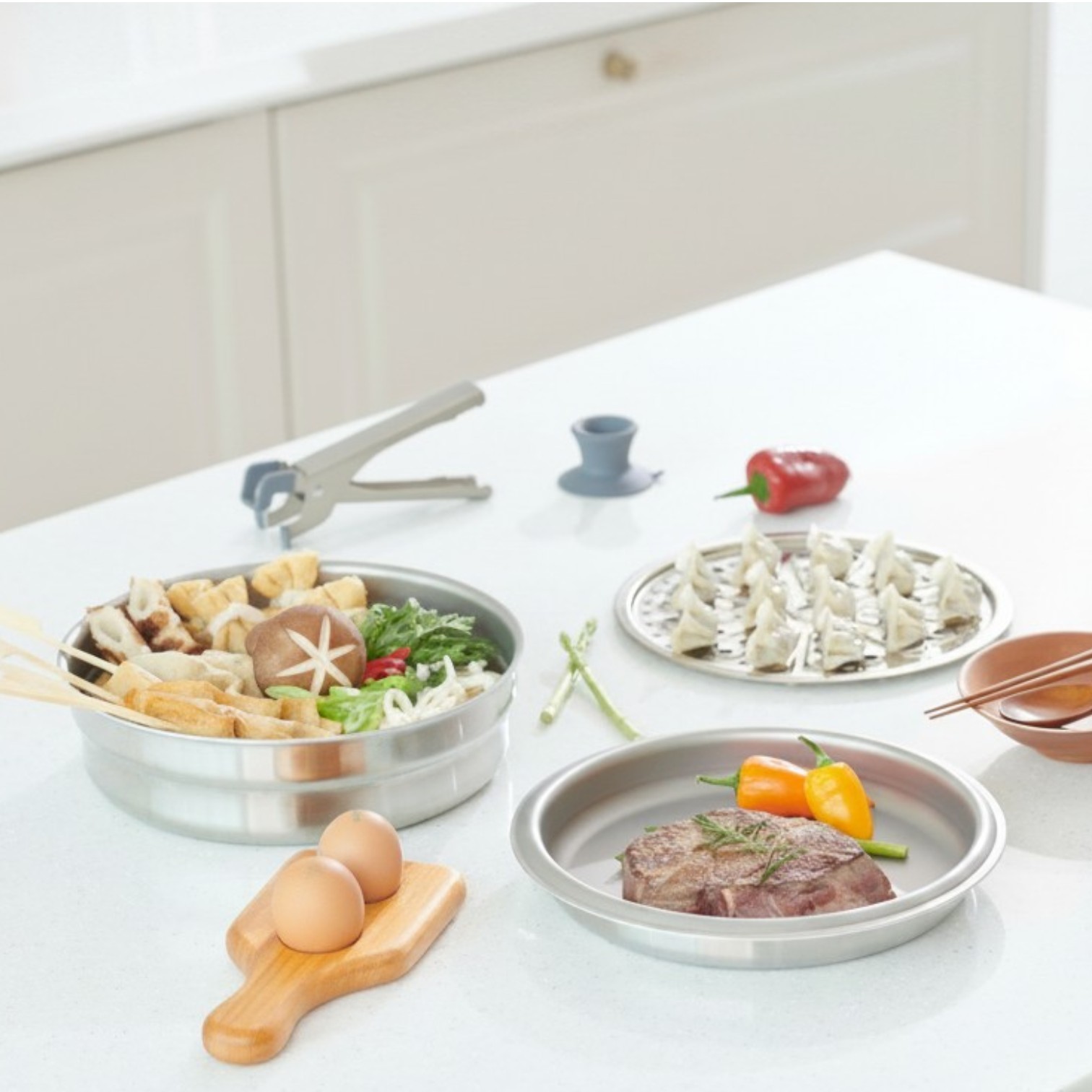 클래딘 리얼티타늄 냄비 프라이팬 찜기 올인원 콤보팬세트 - 상세 이미지 2