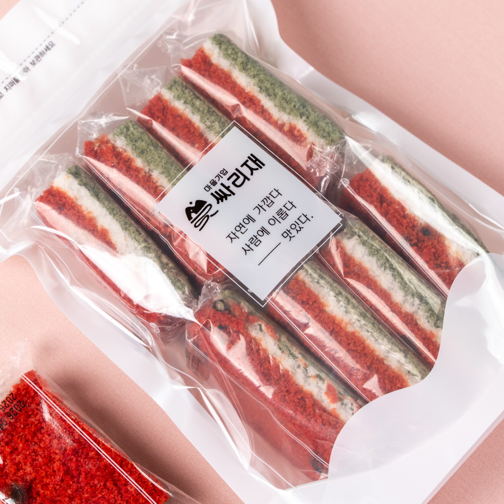싸리재 수박설기 560g(70g 8봉) 개별포장 삼색 유기농 어린이집답례떡 이미지 7