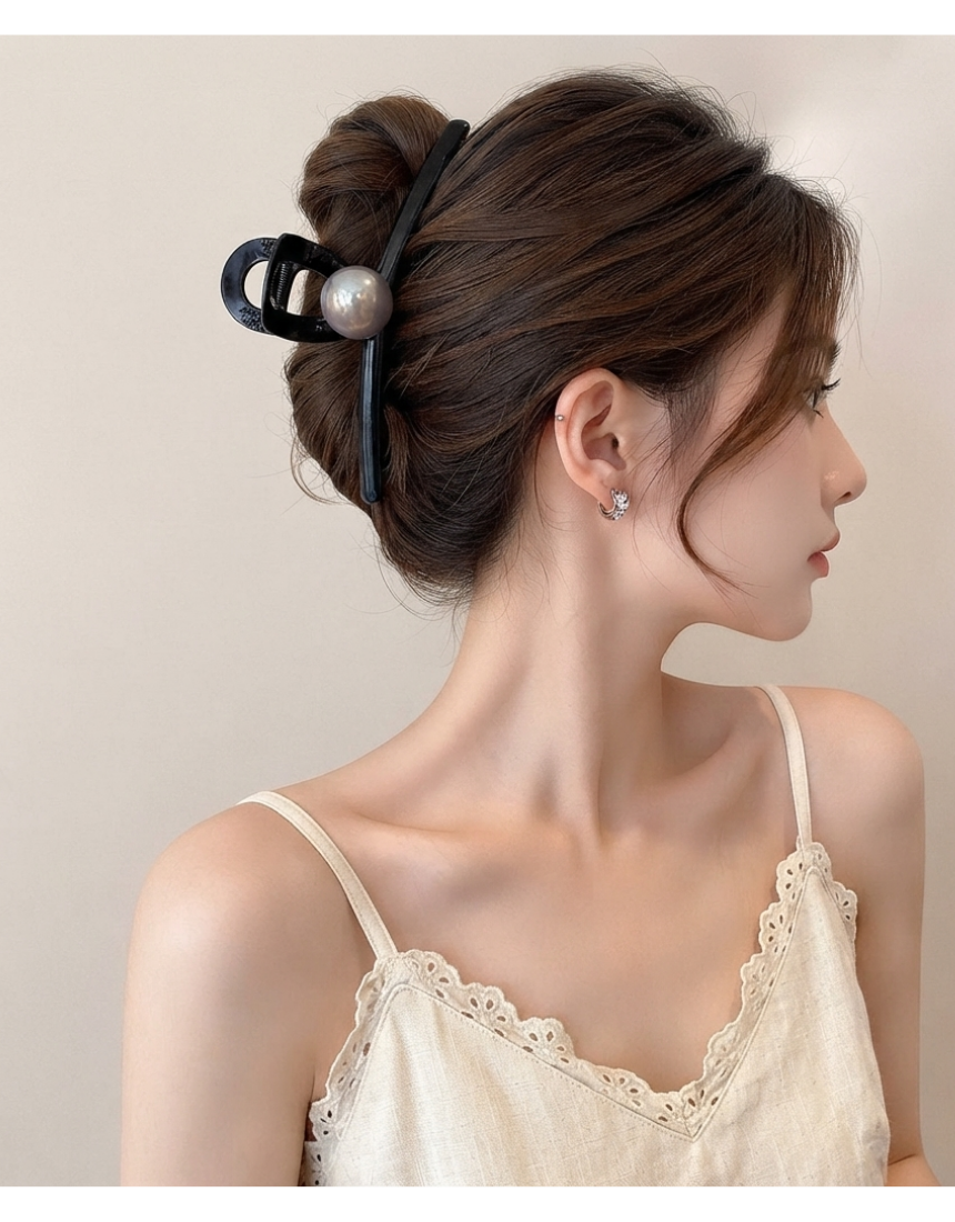 시크 블랙 포인트 대형 집게핀 (하트/원형)15cm - 상세 이미지 2