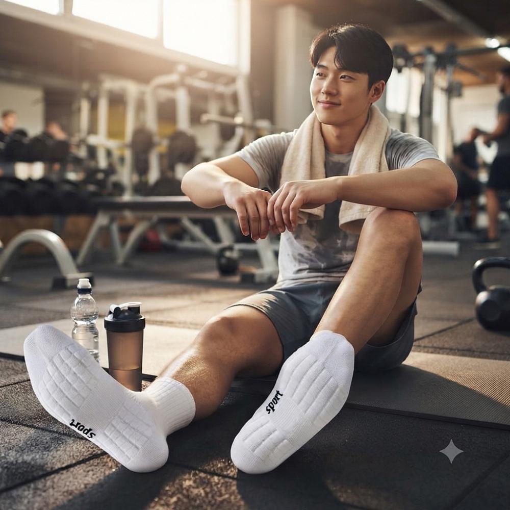 이중쿠션 스포츠 족저근막염 양말 러닝 헬스 뒤꿈치쿠션 피부친화 2컬러 - 상세 이미지 2