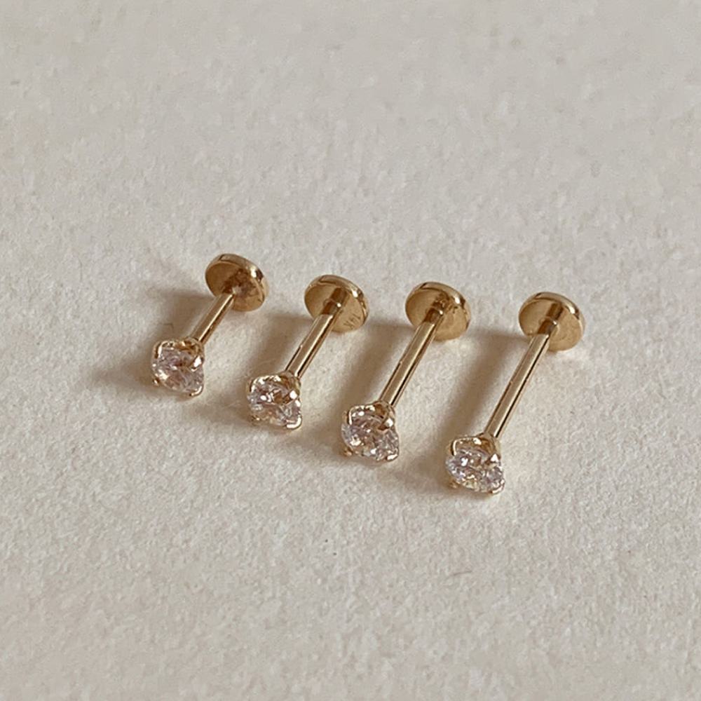 14k 베이직 인터널 큐빅 라블렛 피어싱 2mm 바 두께 0.8mm