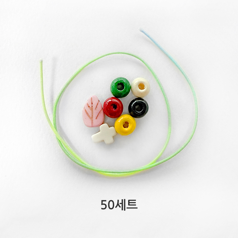 (대용량50p) DIY키트 복음팔찌 고무스트링 나무구슬 팔찌 재료 - 상세 이미지 4