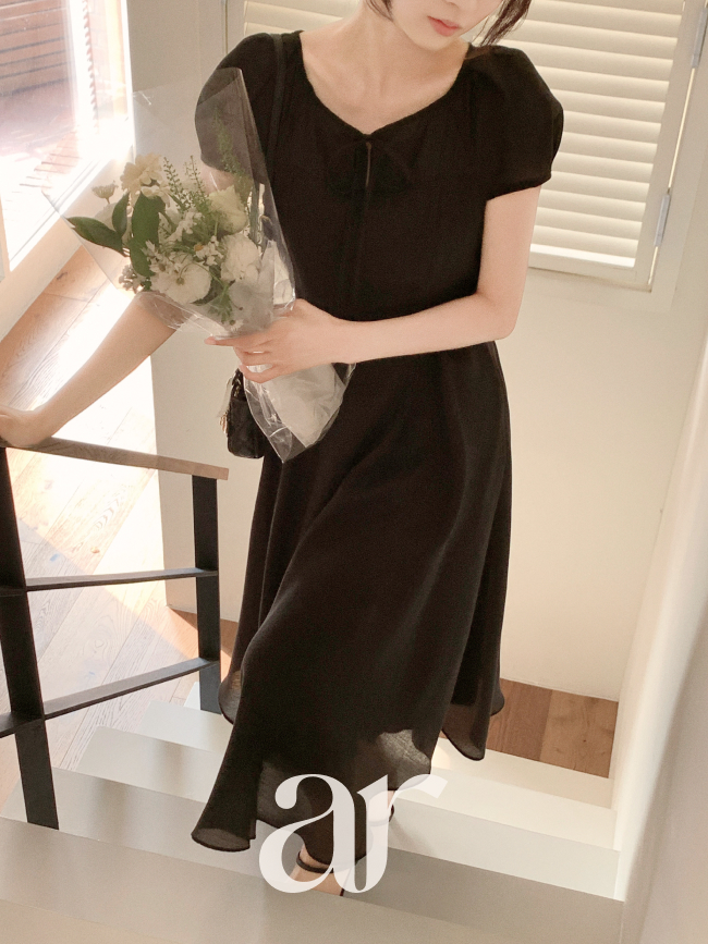 (국내제작) 2기장 리본 플레어 원피스 op16406 상품 이미지