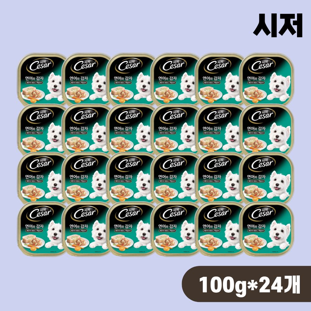 강아지 시저캔 습식 주식캔 통조림 연어 감자, 100g, 24개 - 상품 이미지