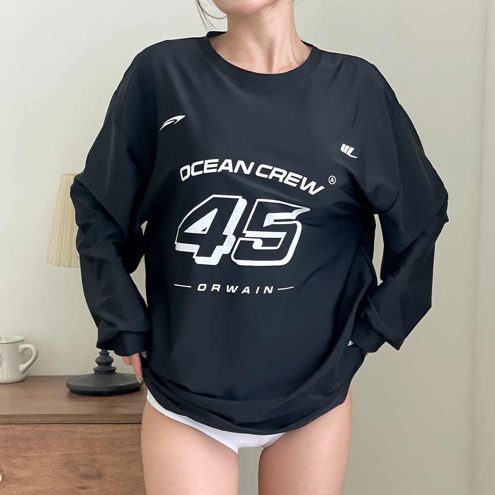 오르웨인 남자 여성 래쉬가드 상의 루즈핏 긴팔 빅사이즈 커플 수영복 오션크루 - 상세 이미지 4