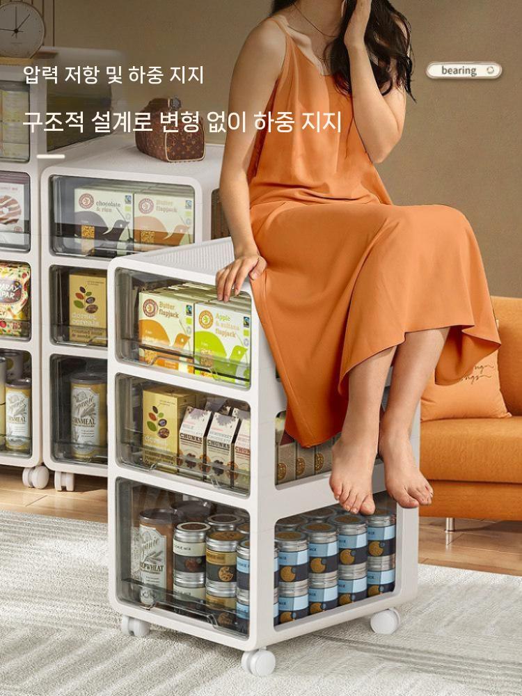 서랍트롤리 수납함 선반 투명 이동식 일체 바퀴달린 정리 3단 - 상세 이미지 5