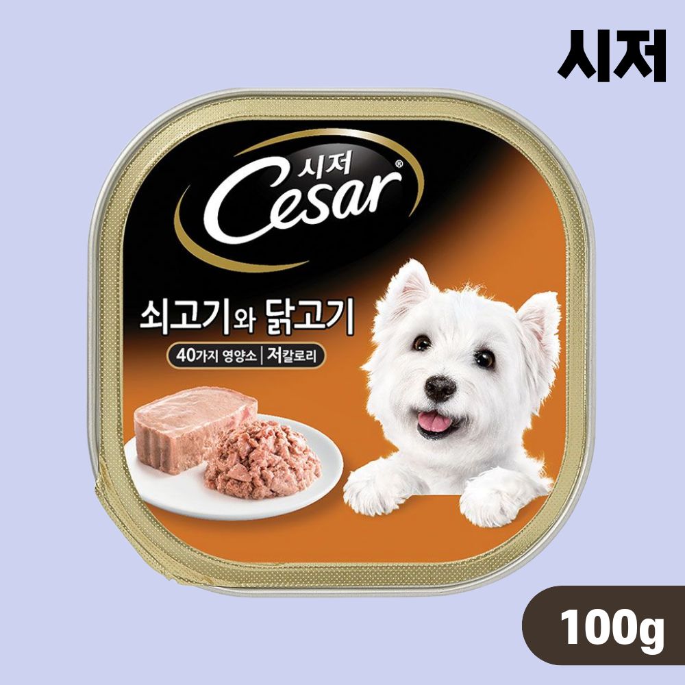 강아지 시저캔 습식 주식캔 통조림 쇠고기 닭고기, 100g, 1개 - 상품 이미지