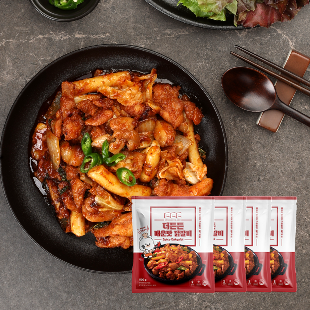 춘천식 매운 닭갈비 닭볶음탕 저녁메뉴 레시피 캠핑음식 밀키트 숯불 500g, 4개 - 상품 이미지