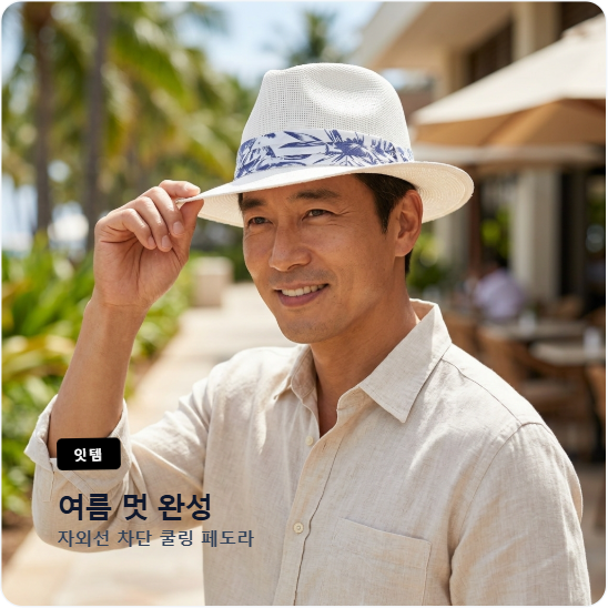 라네이처 남성 지사 페도라 여름 중절모 자외선차단 사이즈조절 신사 모자 파나마햇 - 상품 이미지