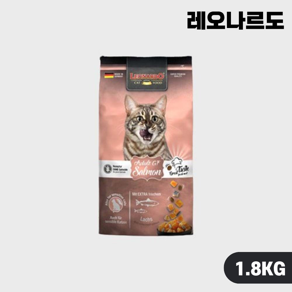 [유통기한27.2] 레오나르도 캣 그레인프리 어덜트 연어, 1.8kg, 1개 - 상품 이미지