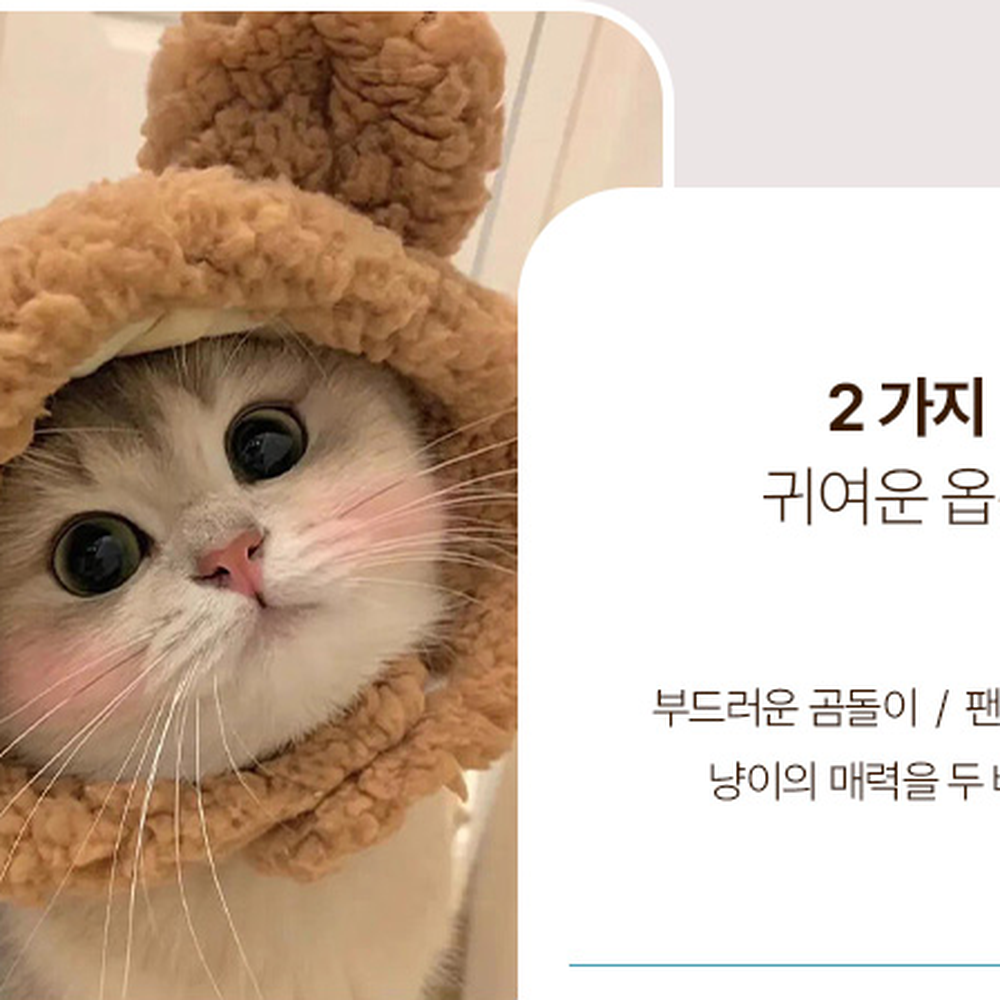 냥냥이변신플리스원단고양이모자 착용간편반려동물모자 코스튬 팬더 - 상세 이미지 3