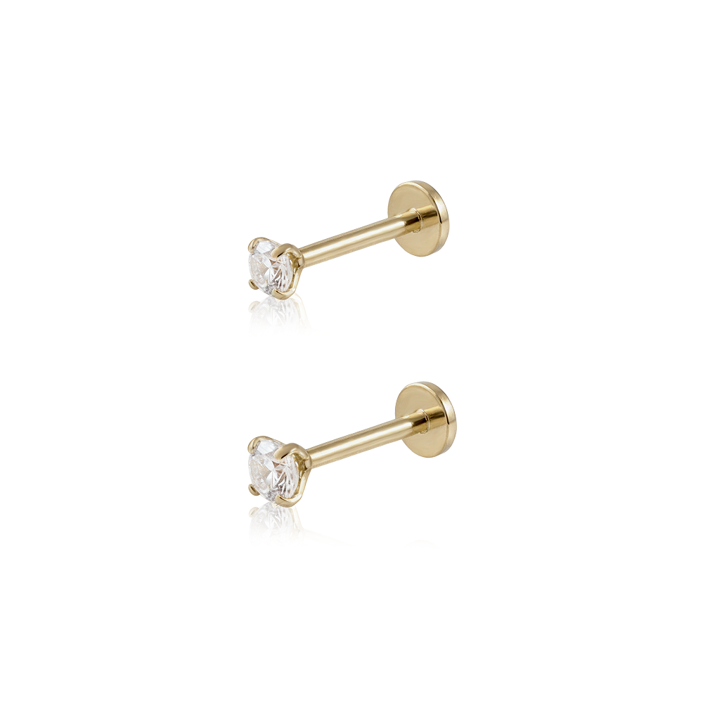 14k 베이직 인터널 큐빅 라블렛 피어싱 2mm 바 두께 0.8mm