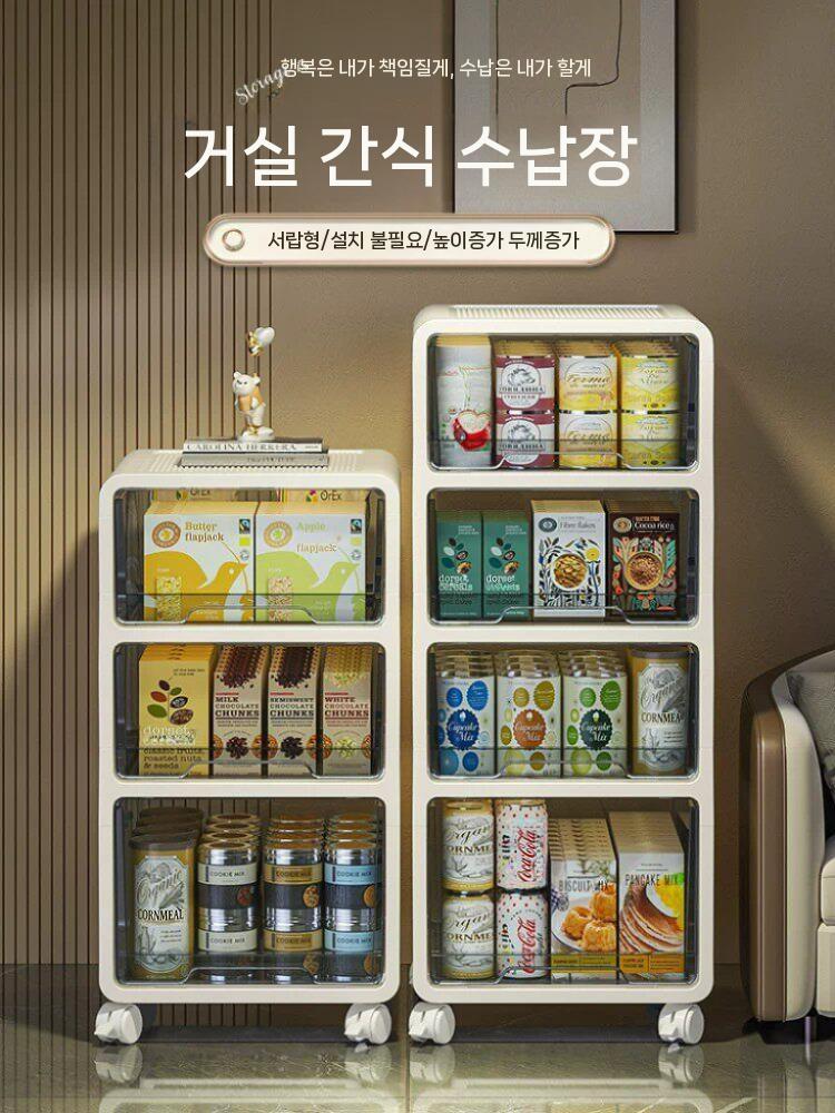 서랍트롤리 수납함 선반 투명 이동식 일체 바퀴달린 정리 3단 - 상세 이미지 2