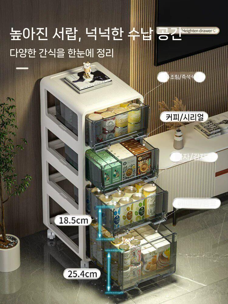 서랍트롤리 수납함 선반 투명 이동식 일체 바퀴달린 정리 3단 - 상세 이미지 4