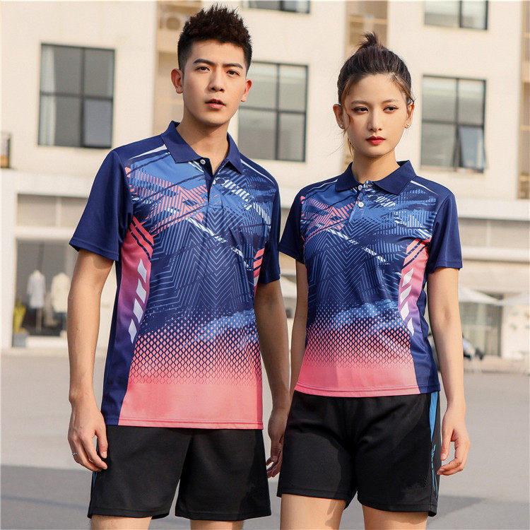 탁구 유니폼 탁구복 남성 남자 팀복 상의 반팔 티밸런스 바지 탁구상의 여자 남녀 블루 4XL - 상세 이미지 2