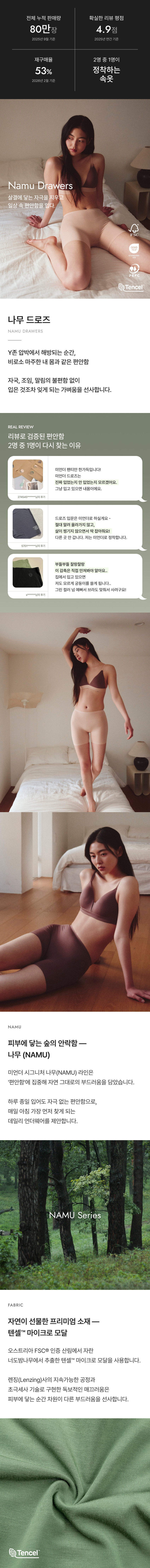 미언더 나무드로즈 친환경 모달 여성 산후 사각 팬티 세트 판매처 상세 정보 이미지 2