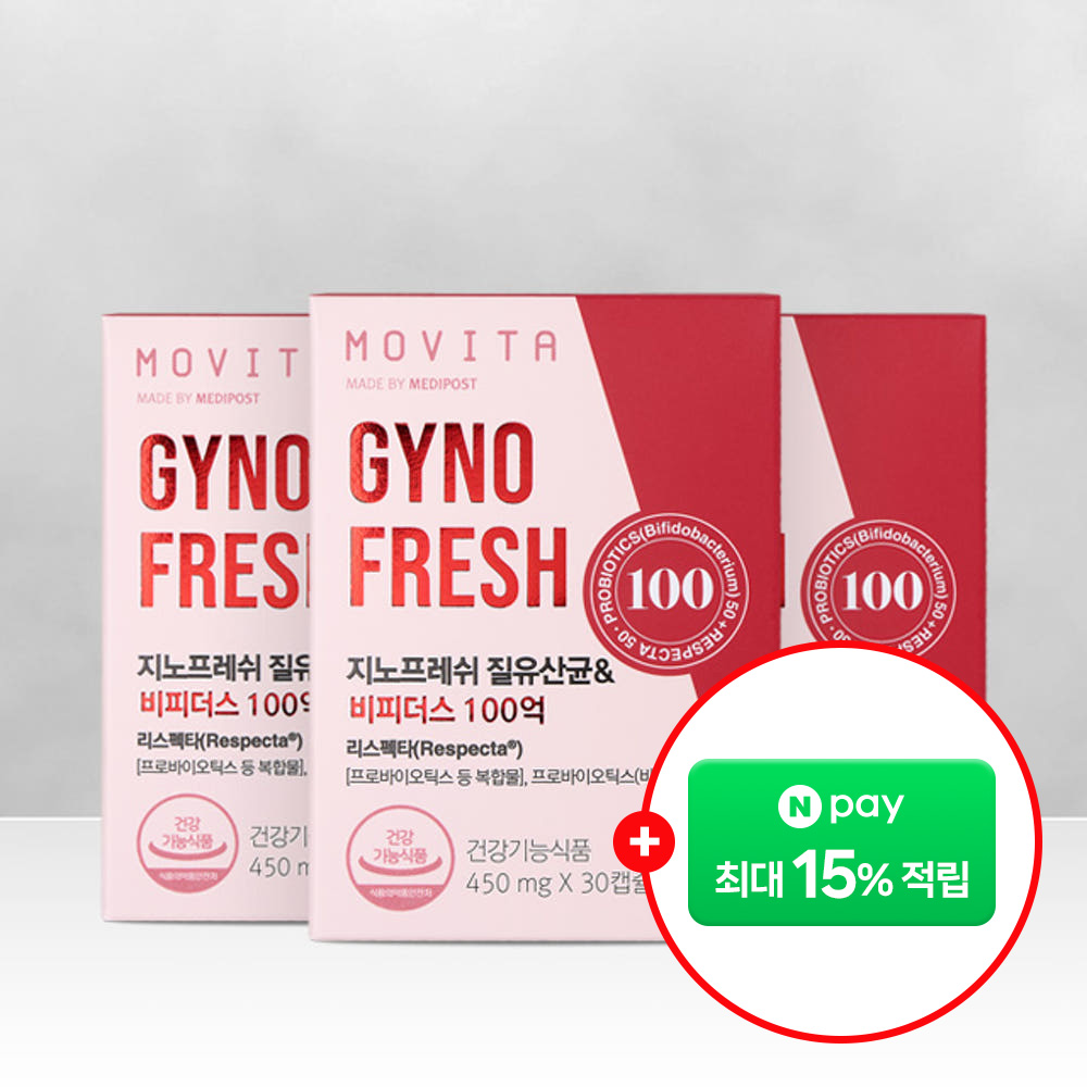 모비타 지노프레쉬 비피더스 여성 100억 질건강 유산균 30캡슐, 3개