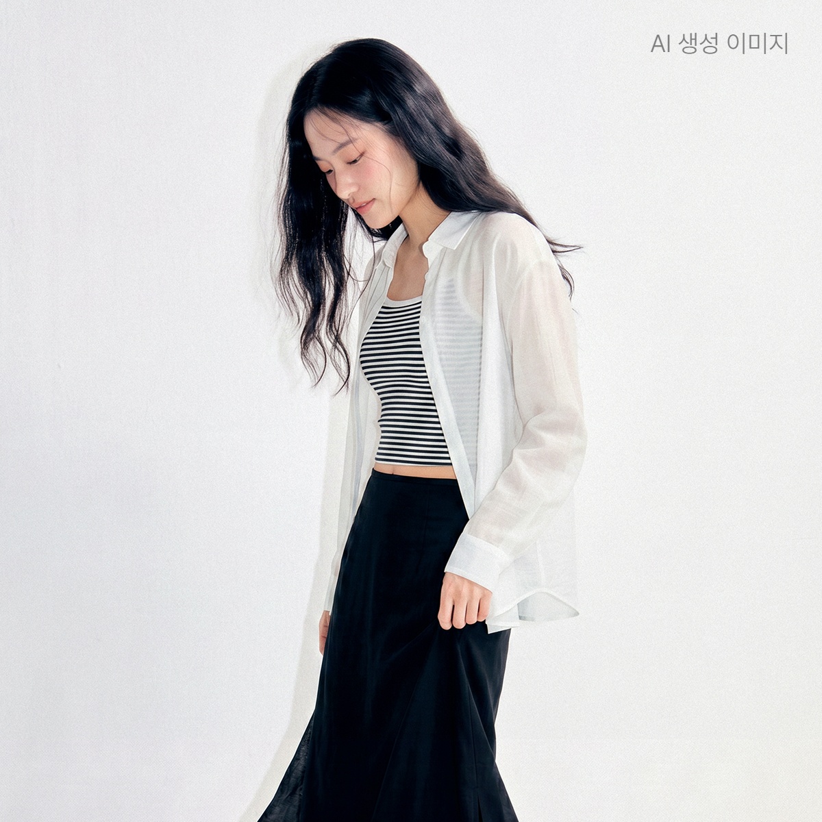 로엠 올데이 시스루 백리본 셔츠 RMYWG26R11 이미지 7