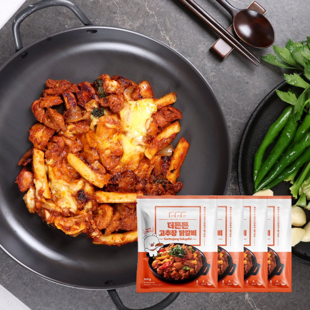 춘천식 고추장 닭갈비 닭볶음탕 저녁메뉴 레시피 캠핑음식 밀키트 숯불 500g, 4개 - 상품 이미지