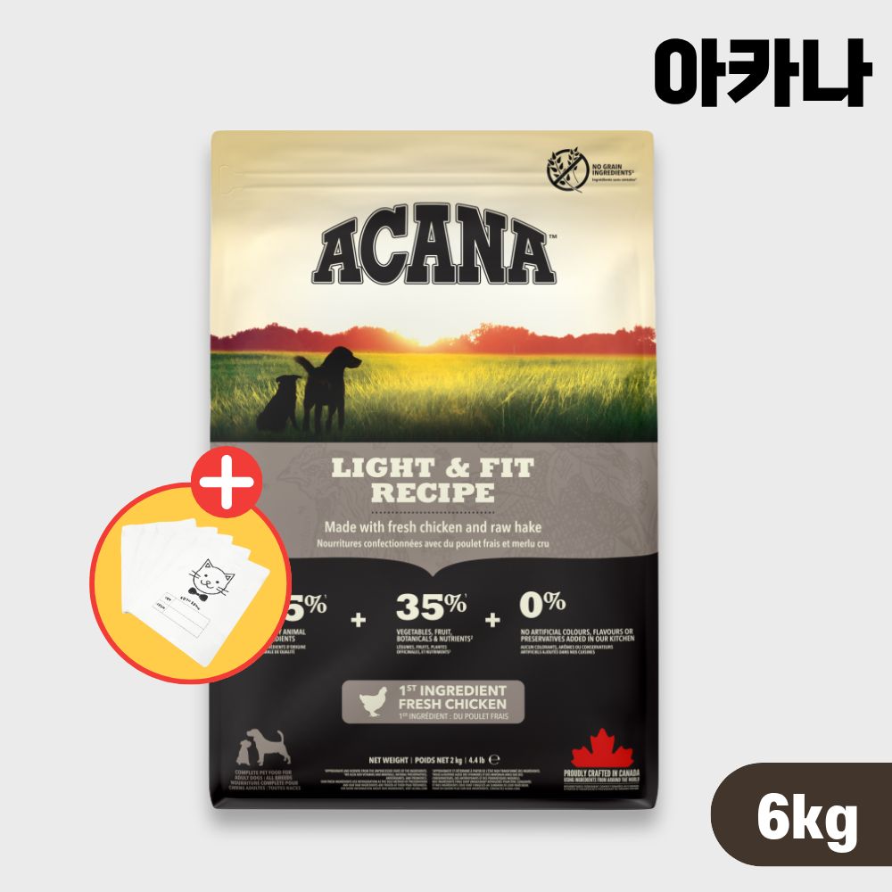 [+소분팩] 아카나 독 강아지사료 개사료 라이트앤피트, 6kg, 1개 - 상품 이미지