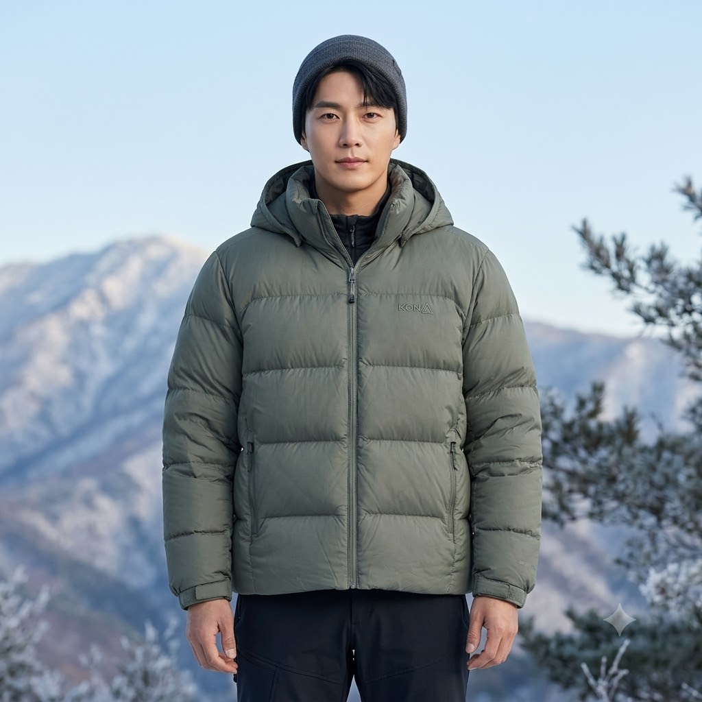 네파 공용 겨울 아웃도어룩 에어써밋 구스다운 미들 패딩점퍼 - 상품 이미지