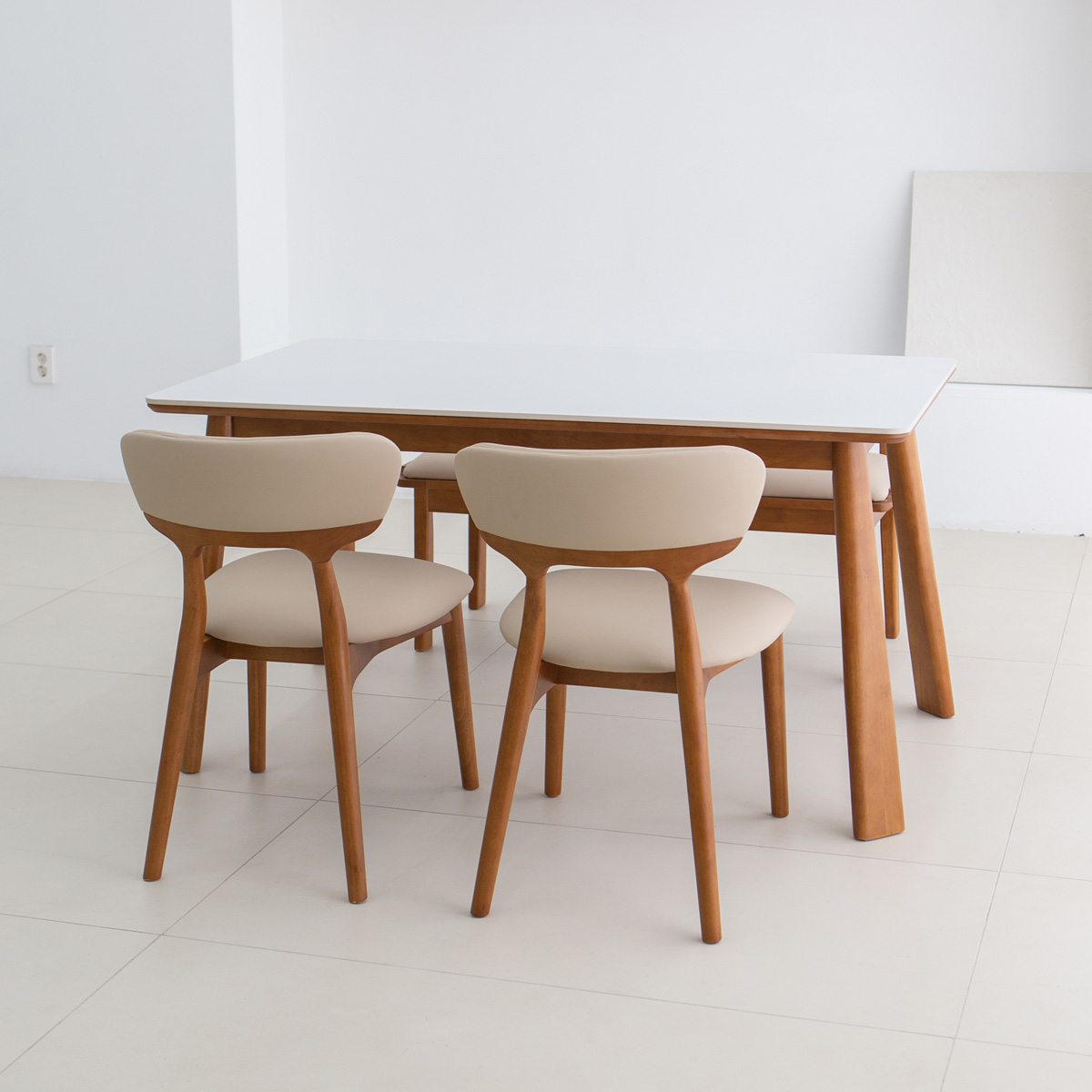 헤닝 아르떼 원목 세라믹 식탁 세트 4인식탁+의자2+벤치1, 1400mm, 아쿠틱스세라믹 - 상세 이미지 3