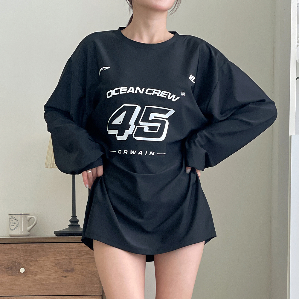 오르웨인 남자 여성 래쉬가드 상의 루즈핏 긴팔 빅사이즈 커플 수영복 오션크루 - 상세 이미지 5