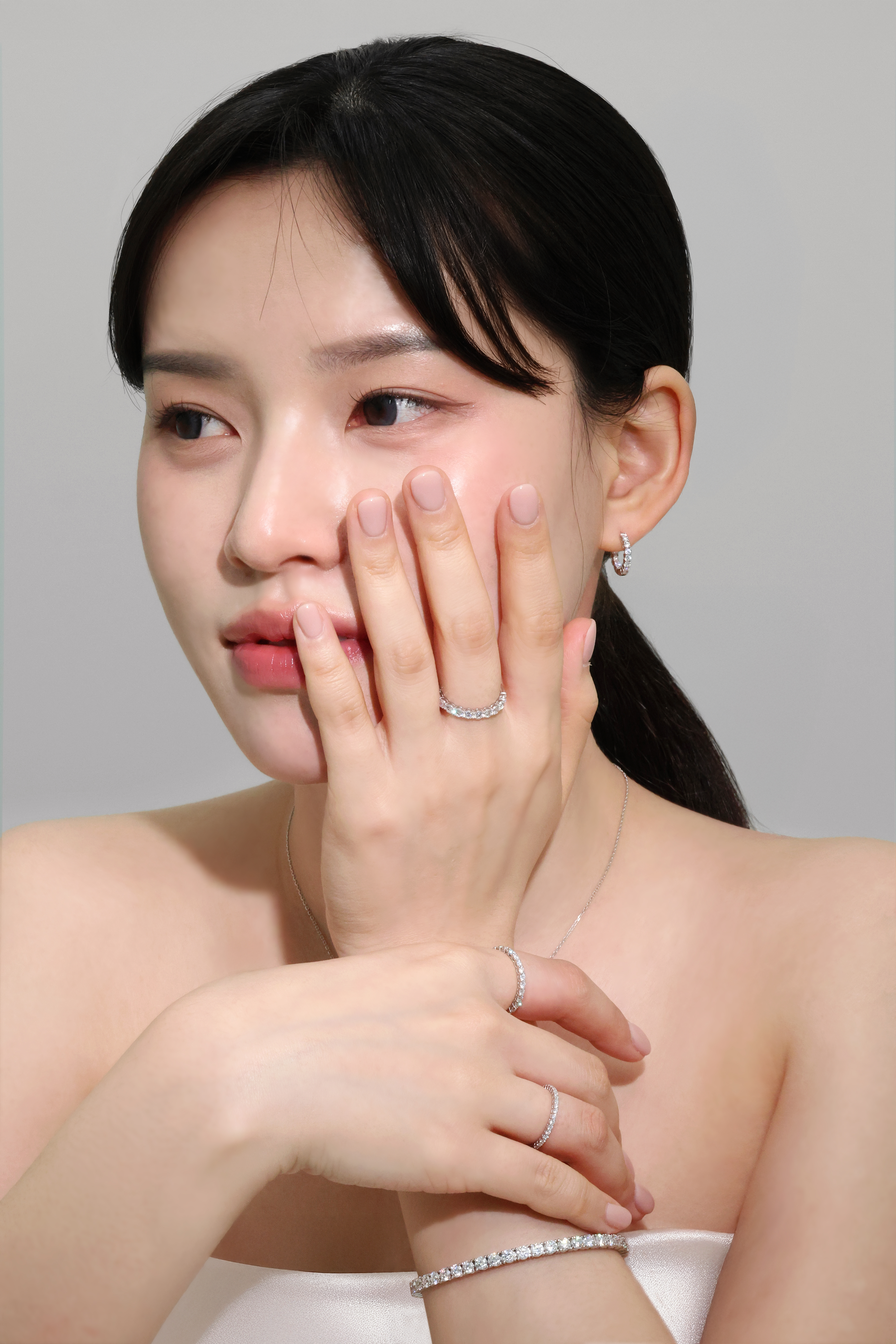 2mm 랩다이아몬드 하프 가드링 반지 쉐어드프롱 14k 18k 이미지 6