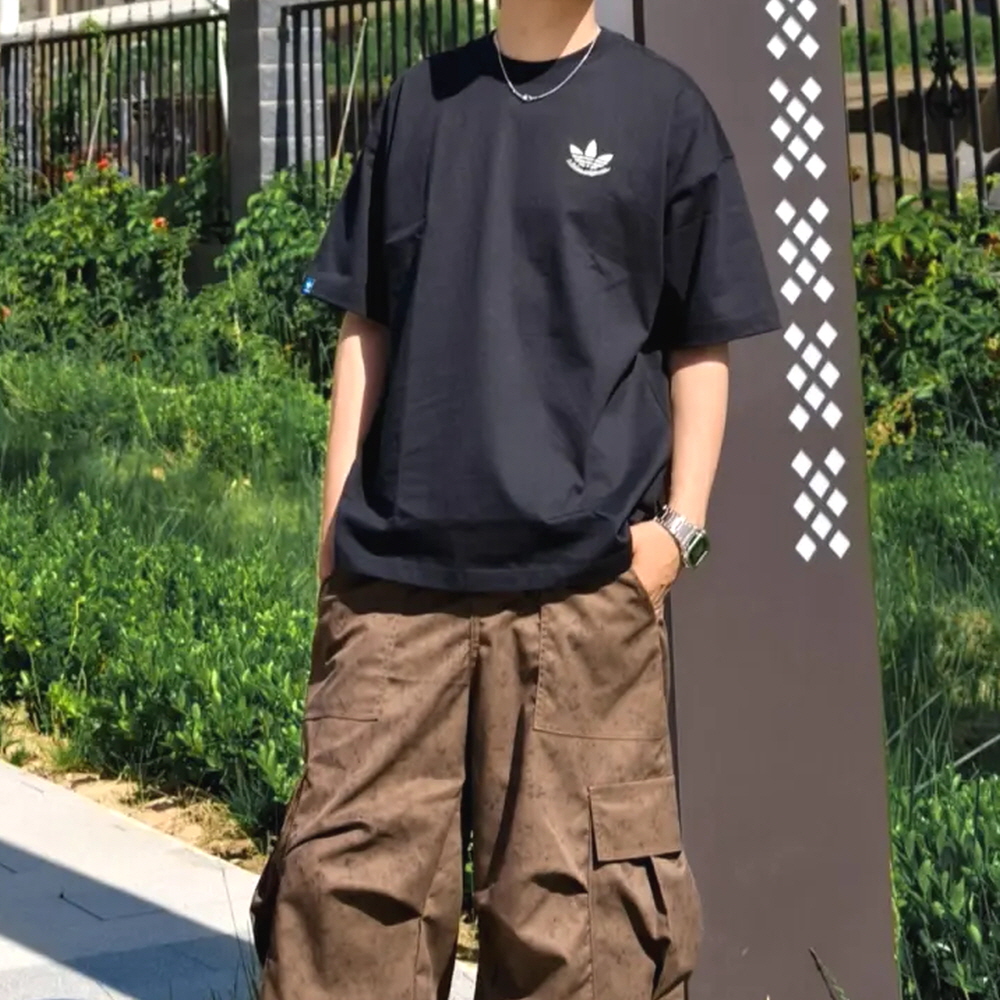 아디다스 오리지널 시티 트레포일 남녀공용 반팔 티셔츠 블랙 JN1669 - 상세 이미지 5