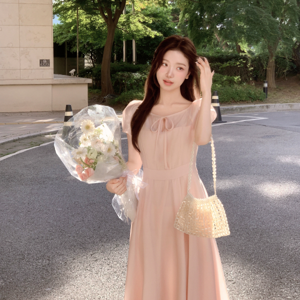 (국내제작) 2기장 리본 플레어 원피스 op16406 상품 이미지