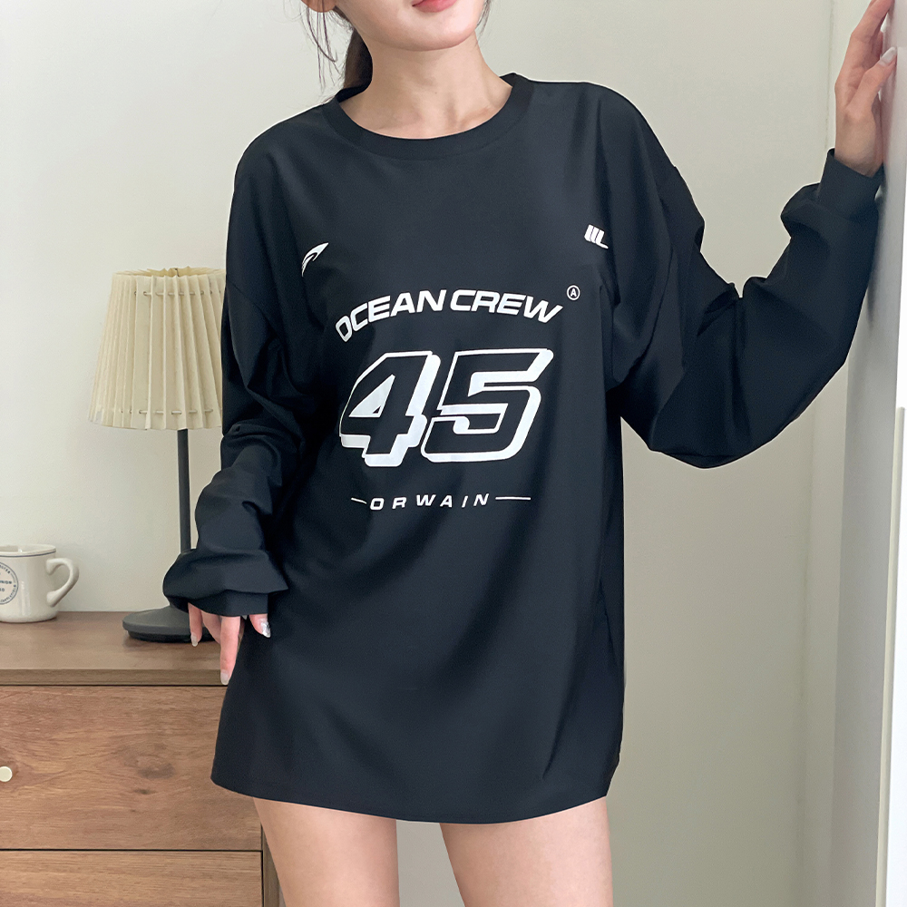 오르웨인 남자 여성 래쉬가드 상의 루즈핏 긴팔 빅사이즈 커플 수영복 오션크루 - 상품 이미지