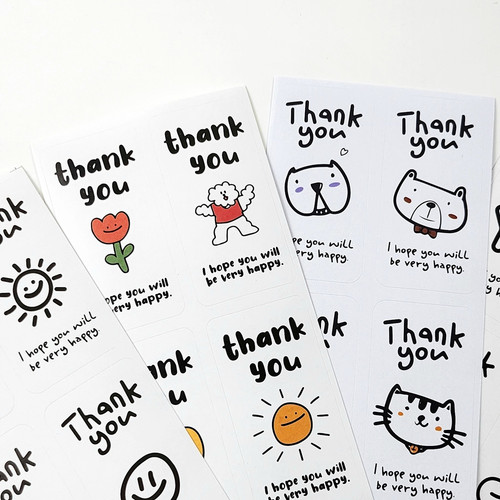 택배 포장 땡큐 스티커 THANK YOU 선물 봉투 마감 라벨 테이프 - 상세 이미지 4