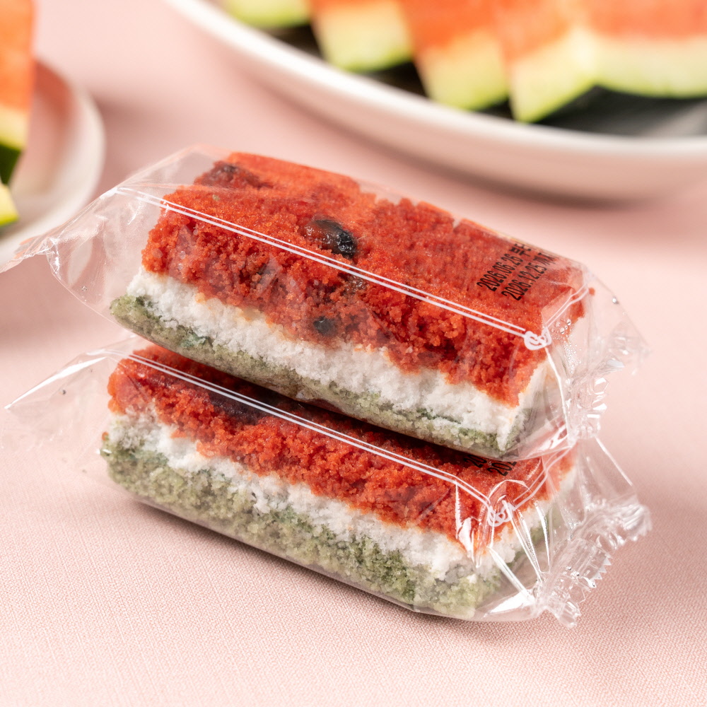 싸리재 수박설기 560g(70g 8봉) 개별포장 삼색 유기농 어린이집답례떡 - 상세 이미지 5