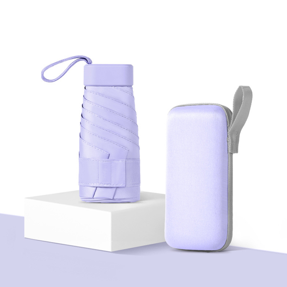 초경량 암막 우양산 미니 양산 자외선차단 휴대용 접이식 우산 퍼플(케이스 O) - 상품 이미지