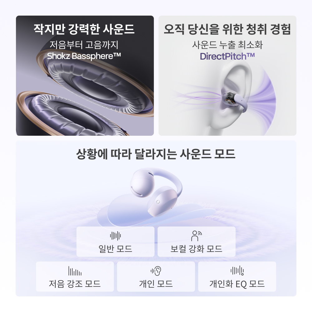 샥즈 오픈닷 에어 E210 클립형 귀찌 오픈형 초경량 귀가편한 무선 블루투스 이어폰 상품 이미지