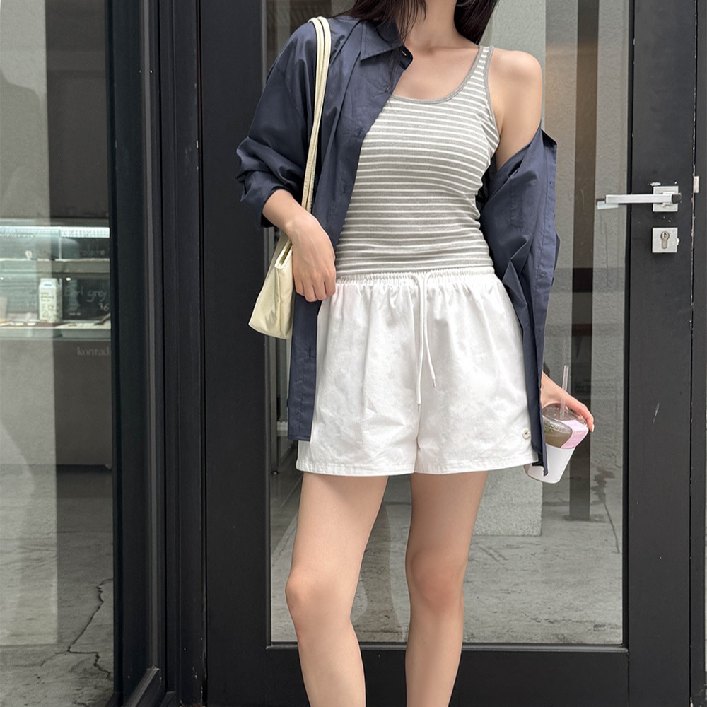 스트라이프 골지 캡내장 슬림핏 나시 - 상세 이미지 2