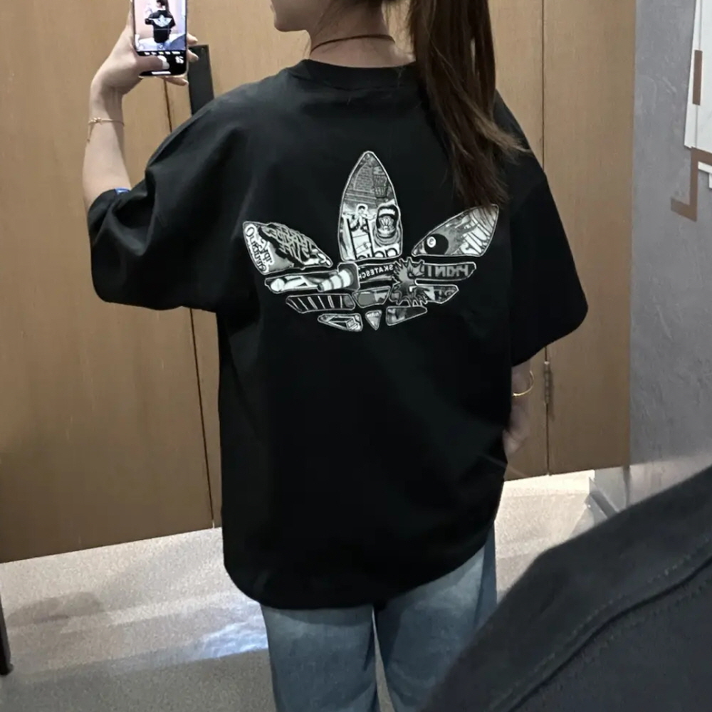 아디다스 오리지널 시티 트레포일 남녀공용 반팔 티셔츠 블랙 JN1669 - 메인 이미지