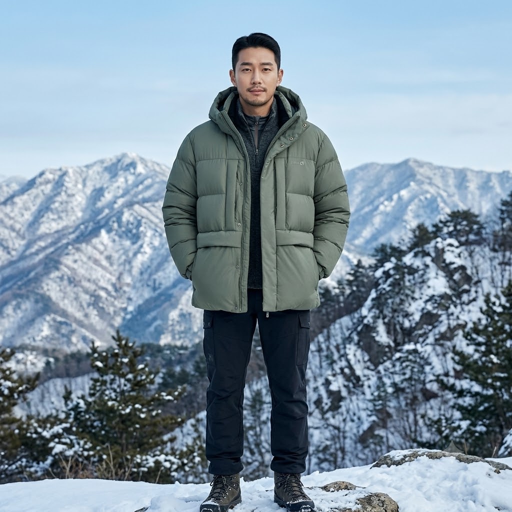 네파 남성 겨울 아웃도어룩 포근한 에어써밋 프리미엄 구스다운 패딩점퍼 - 상품 이미지