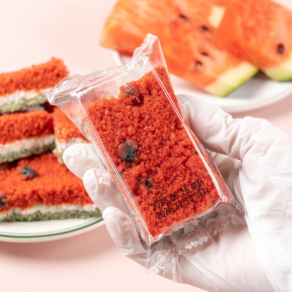 싸리재 수박설기 560g(70g 8봉) 개별포장 삼색 유기농 어린이집답례떡 - 상세 이미지 4
